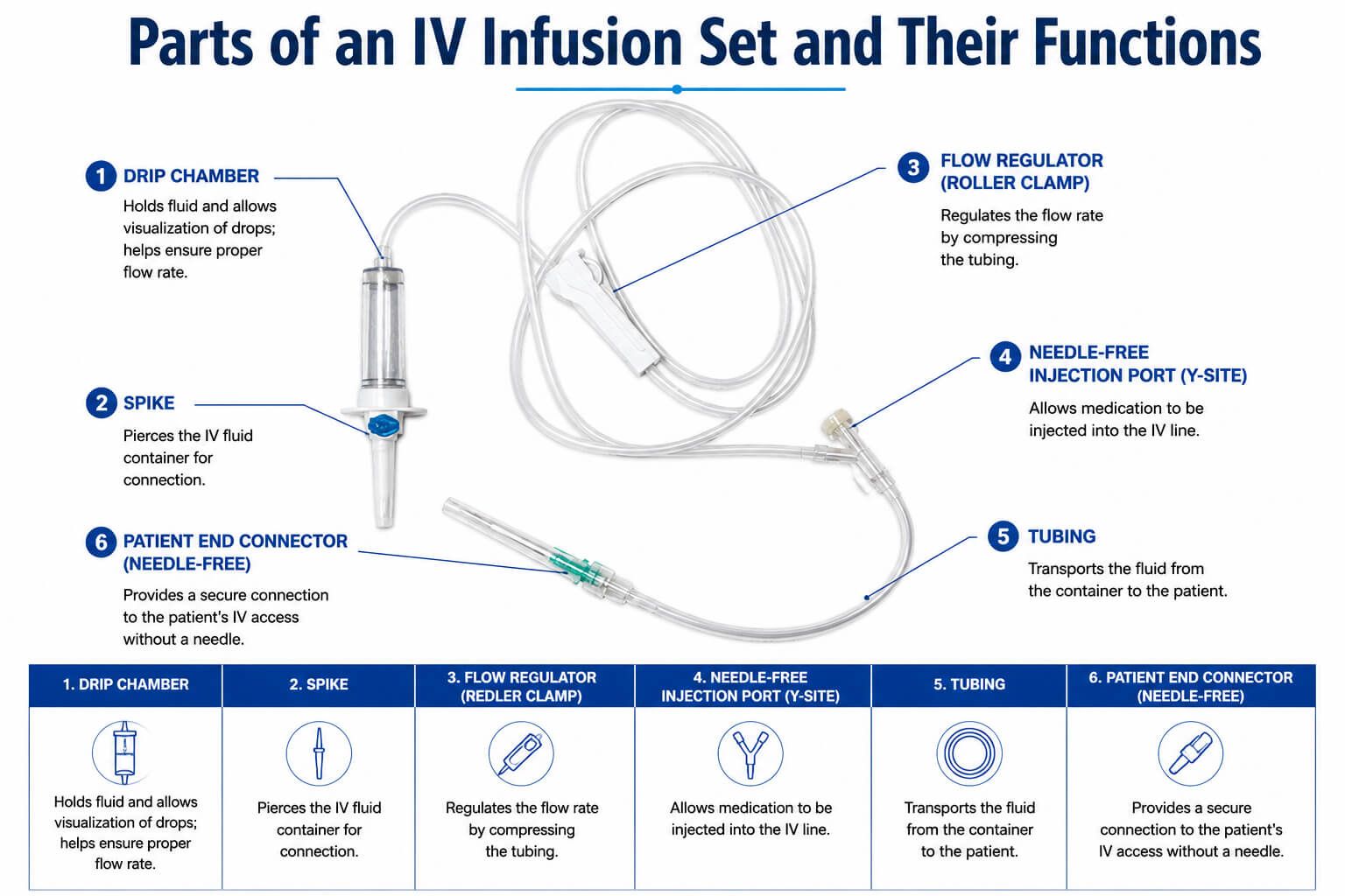 Parts of an IV Infusion Set and Their Functions